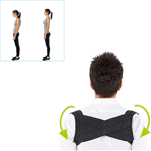 Adjustable Posture Corrector Corset Back Brace Relieves Neck Back and Spine Pain Improves Posture (Black,White)